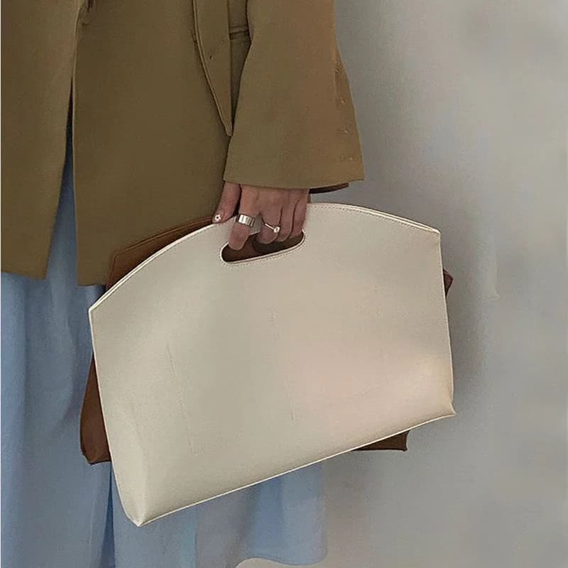 Women's Handbag New Large-capacity File Bag Fashionable Versatile Commuter Bag Leather Briefcase Envelope Clutch Bag