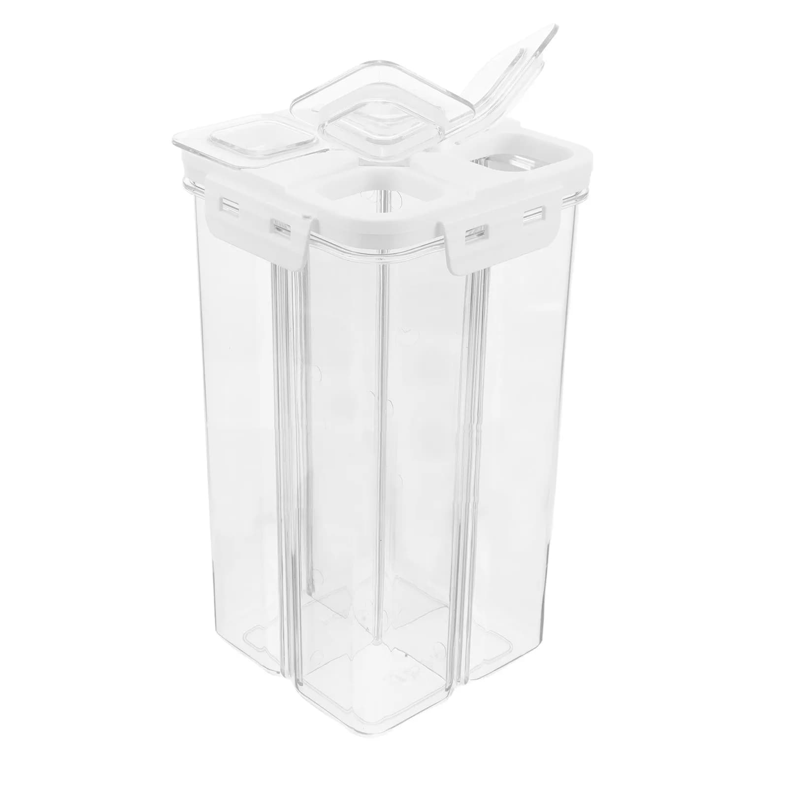 Contenitori per Snack in Plastica con 4 Scomparti, Organizzatore per Cereali, Scatola Ermetica Quadrata per Dispensa