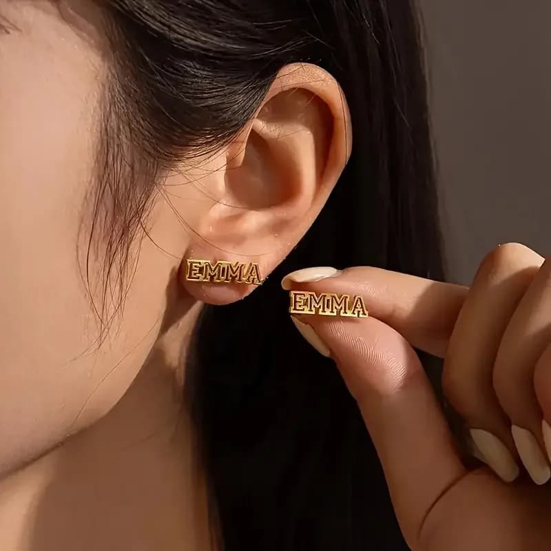 Personalized Custom Hollow Name Letter Earrings Fashion Stainless Steel 18K Gold Unique Gift for Her Jewelry Name Earrings