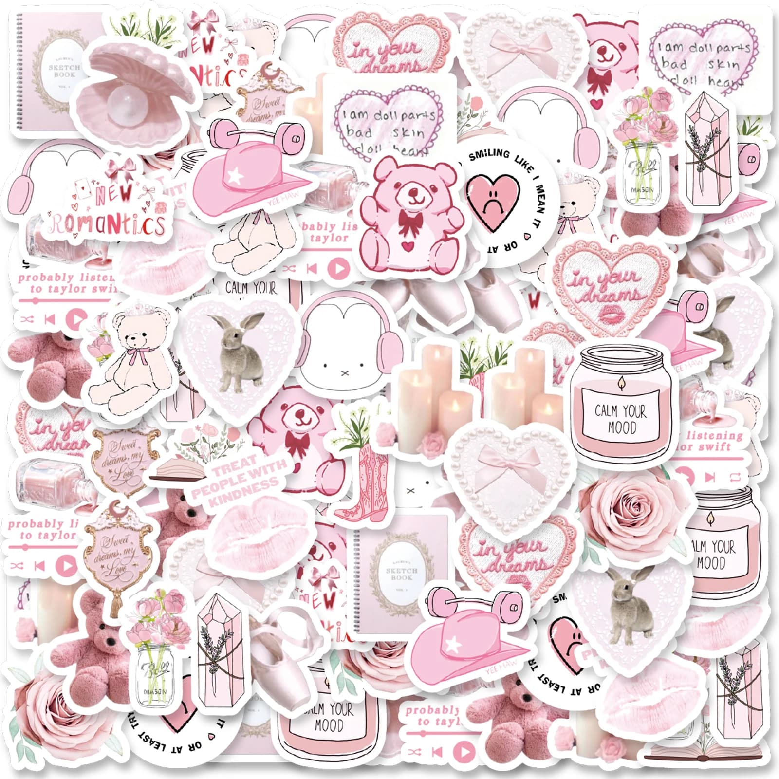 46pcs Valentine's Day Theme Pattern Stickers, Suitable for Valentine Parties, Photo Albums, Notebooks, Phone Cases, Water Bottle