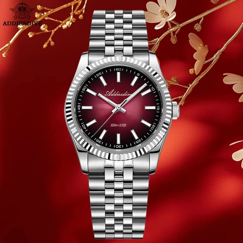 ADDIESDIVE 2025 New Men's Quartz Watches Sapphire Stainless Steel 100M Waterproof Simple Dial VH31 Men's wristwatch AD2073 Men's suit
