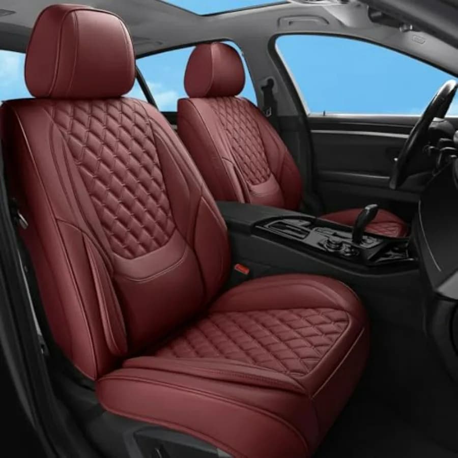 Car Seat Covers Complete Bordeaux in Luxury Ecopelle Waterproof Anti-slip Protection Universal Seats for Women Red Wine