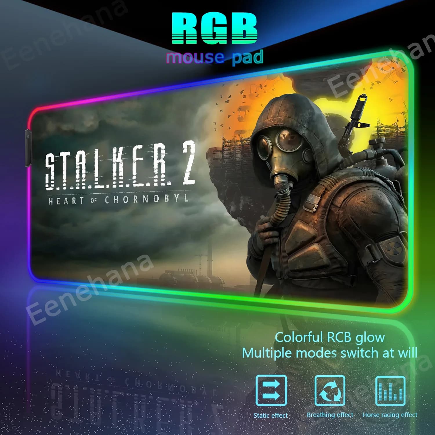 RGB Stalker 2 Tappetino per mouse da gioco di grandi dimensioni Accessori per computer Tappeto Desktop LED Tastiera Xxl Tappetino esteso Tappetini da scrivania retroilluminati neri