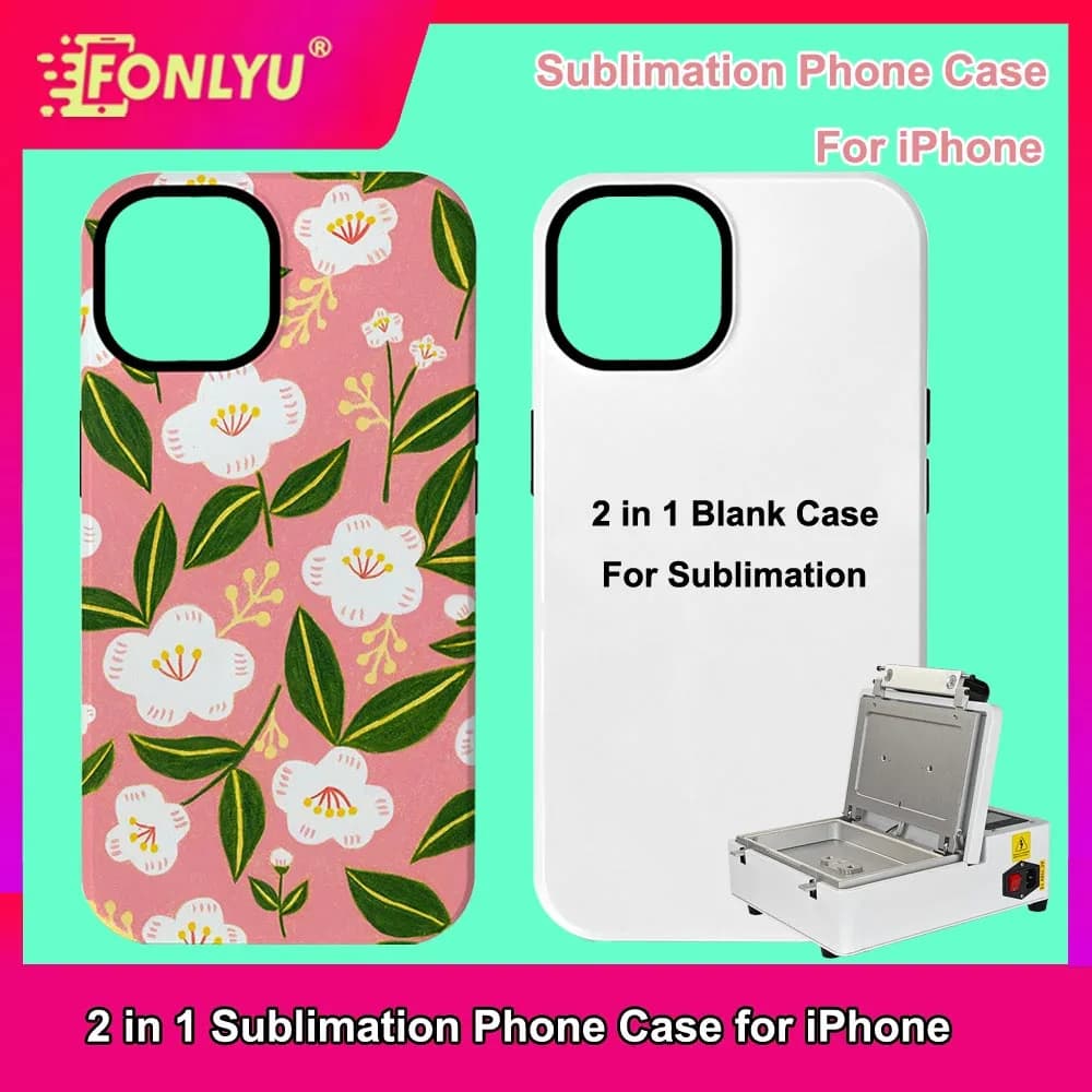 FONLYU 2 in 1 Custodia per telefono vuota Stampa a sublimazione 3D Copertine per iPhone 17 16 15 14 Pro Max XR Stampa fai da te Termica Mobile Back