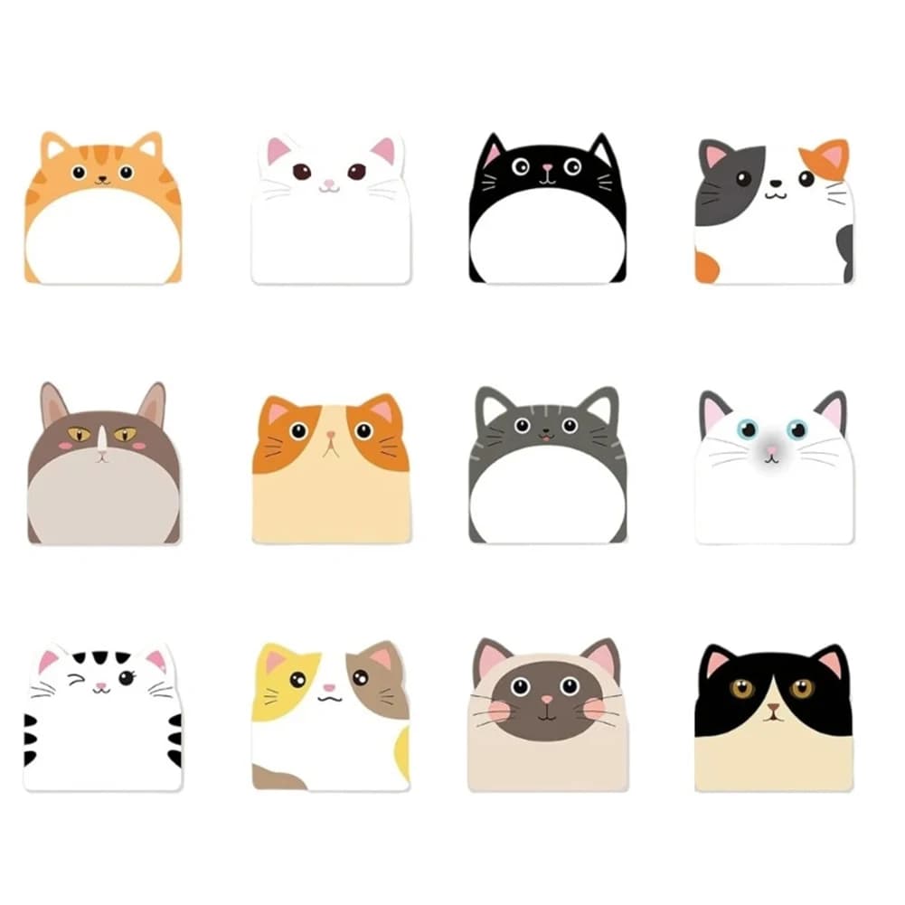 Note adesive flessibili per studenti Blocco note a tema gatto 2,16-2,36 pollici Blocco note a tema gatto 12 foglietti adesivi 30 fogli per blocco