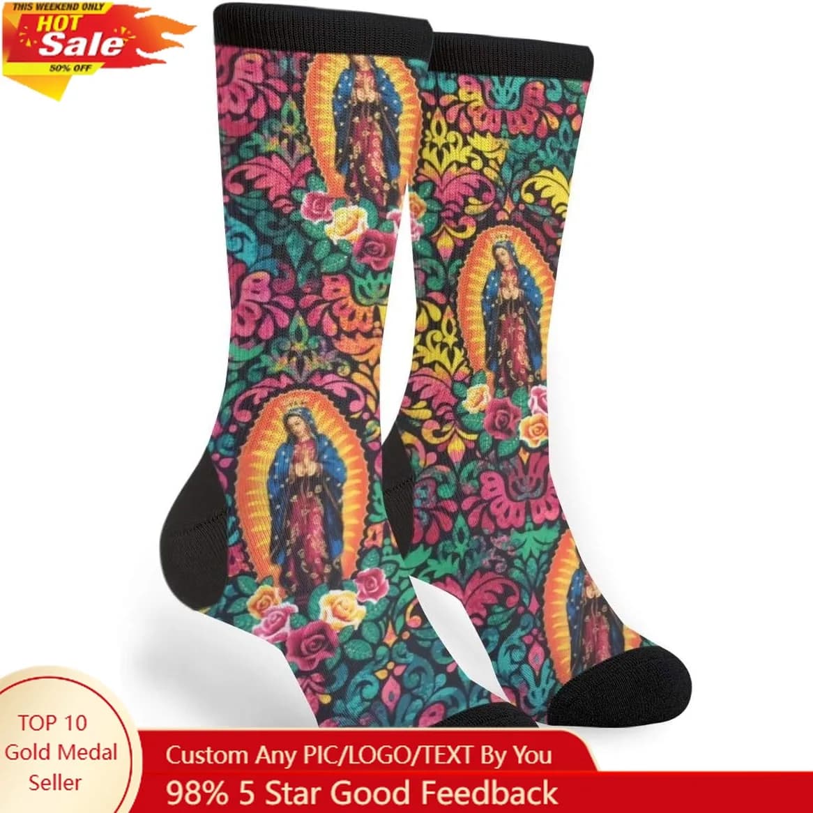 Seafarer socks with unisex print Short socks with deluxe personality 40 cm