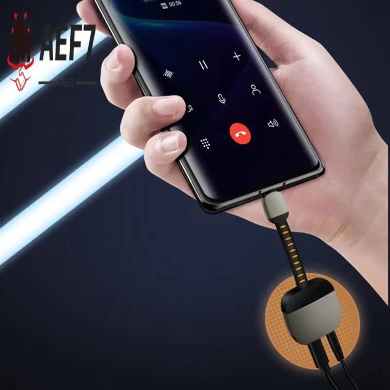 AEF7-Type C to Jack 3.5 mm Headphone Adapter Type C Splitter Audio Charging Converter Hifi 2 in 1 for C-type smartphones