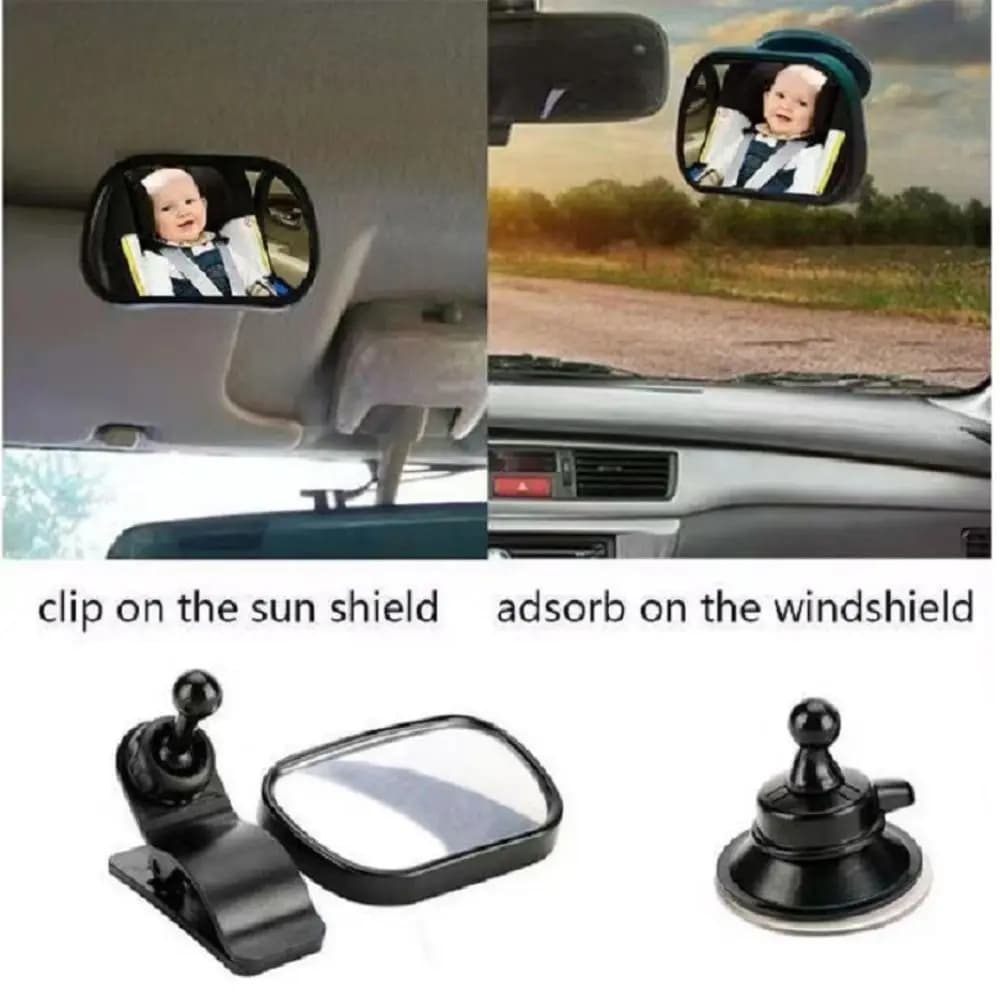 con aspirazione Specchietto retrovisore per bambini Specchio convesso posteriore regolabile con clip 2 in 1 Monitor per bambini con rotazione a 360° per auto