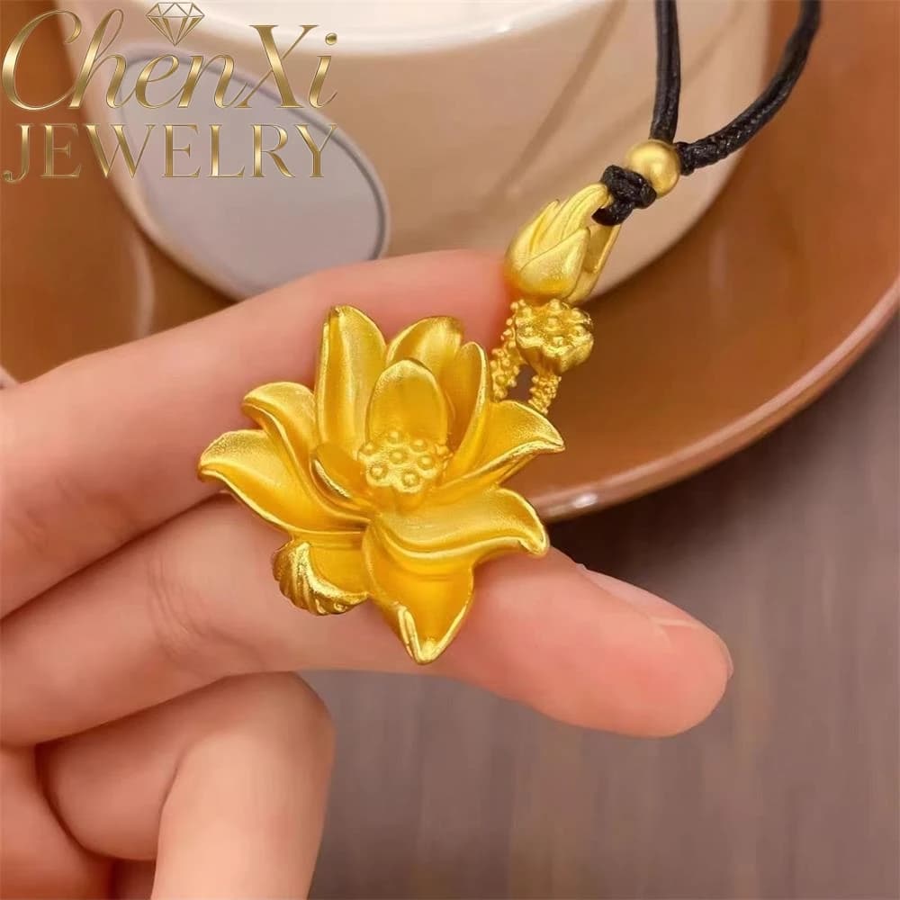 Pendant Lotus Flower in Gold High Range Sand, Fashion Luxury Jewelry, Exquisite and Elegant, Popular Good luck charm