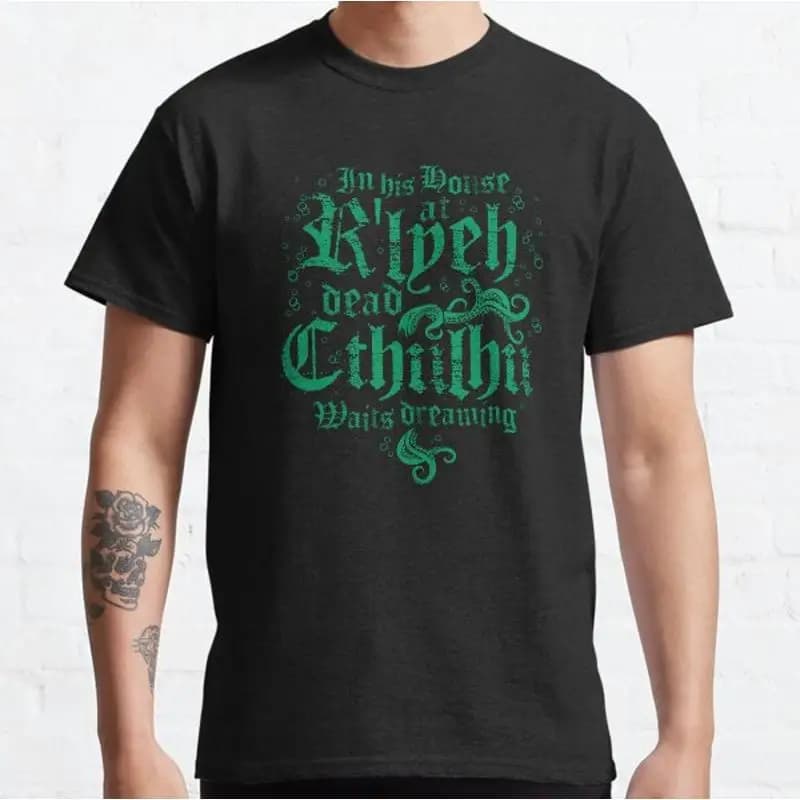 Maglietta classica con citazione Lovecraft dell'orrore cosmico vintage di Cthulhu Rlyeh