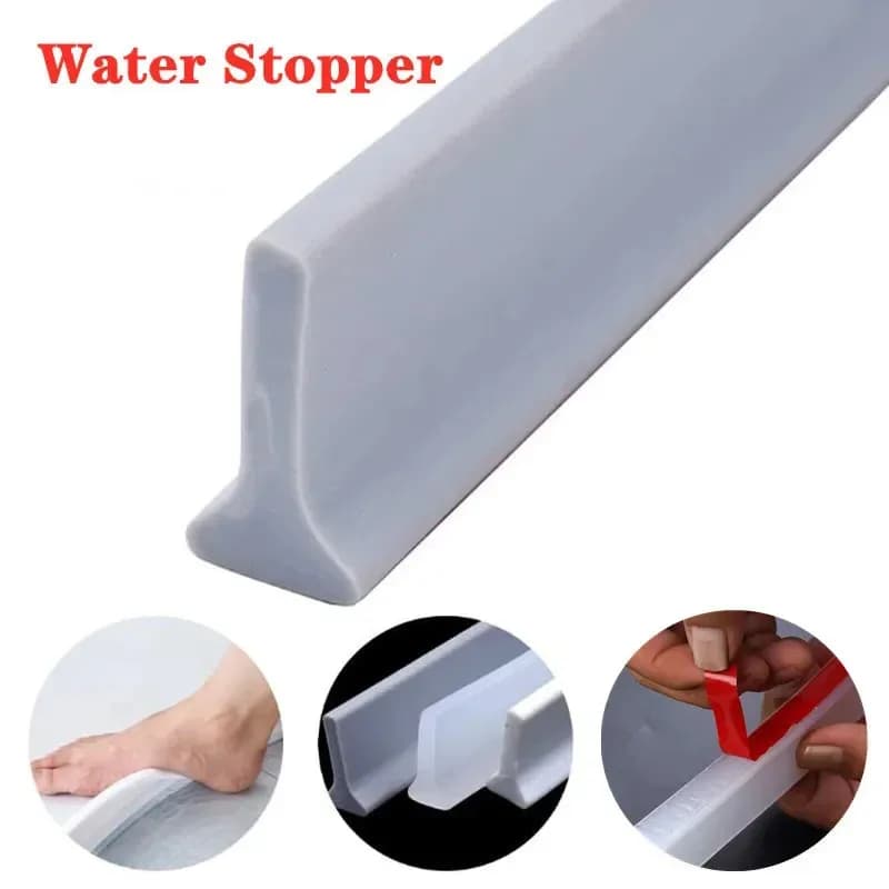 Tappo dell'acqua in Silicone striscia di ritenzione dell'acqua flessibile pieghevole autoadesiva porta del bagno barriera per diga doccia a separazione bagnata a secco
