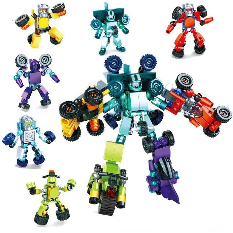 Deformazione dell'automobile Mecha Assembly Robot Deformation Battle Armor Small Particle Puzzle Block bambini giocattolo fai da te regalo