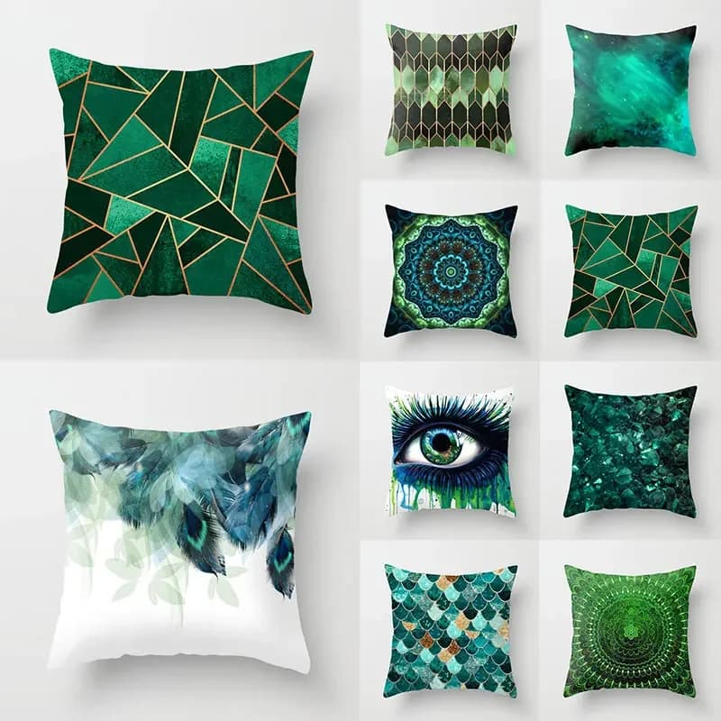 Federa decorativa per divano fodera per cuscino collezione verde occhio geometrico astratto