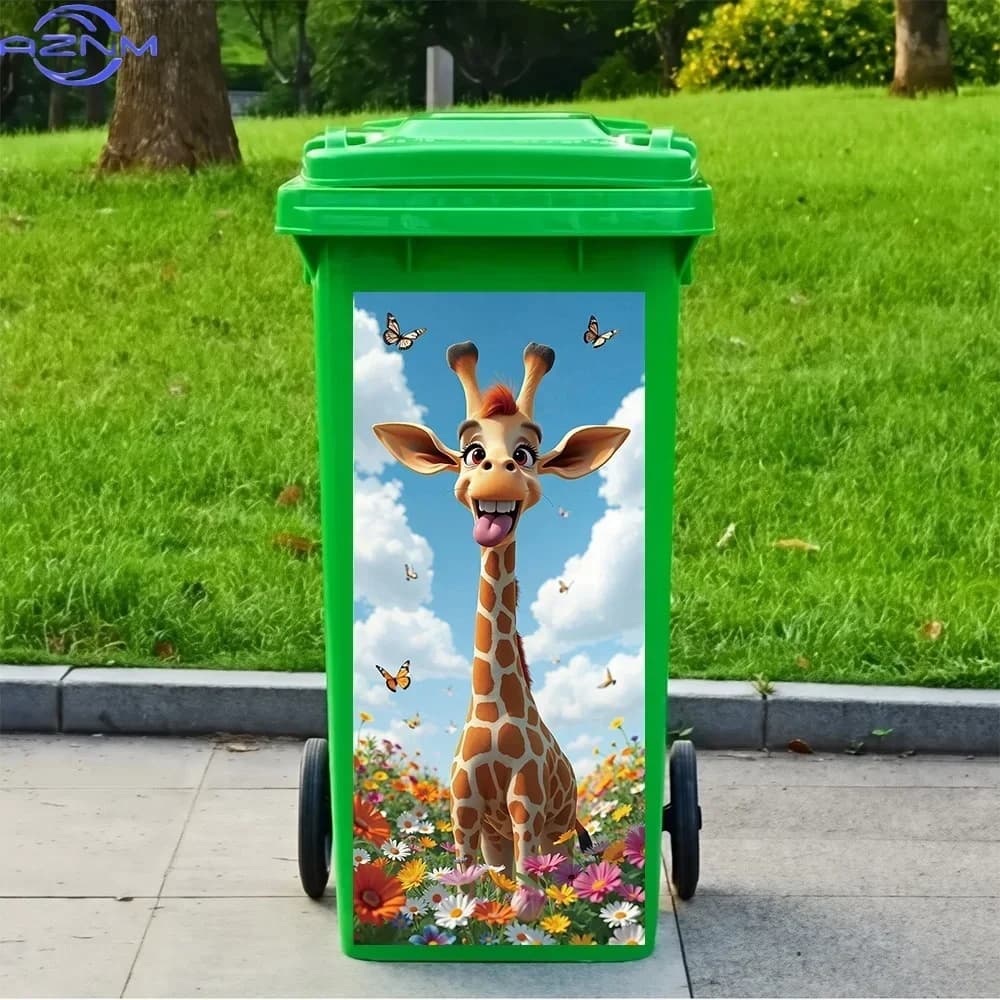 2D Print Removable Bin Sticker Waterproof Self-Adhesive Trash Can Decal Home Interior Decor