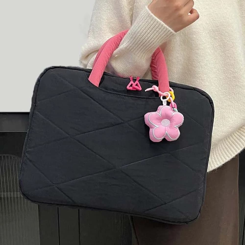 Custodia per Laptop con Ciondolo a Fiore, Borsa Portatile con Manico, Borsa per Computer Dolce e Carina, Borse per Laptop da Scuola