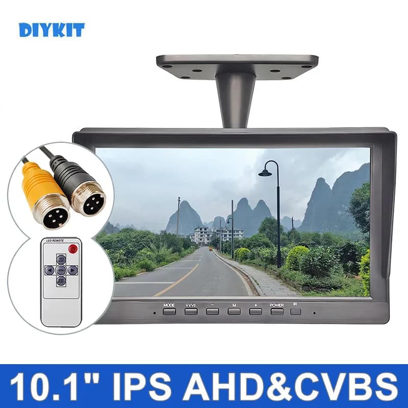 DIYKIT 10.1 pollici AHD CVBS IPS LCD HD Monitor vista posteriore supporto per Monitor per auto 1080P AHD CVBS fotocamera per auto ingresso Video a 4pin