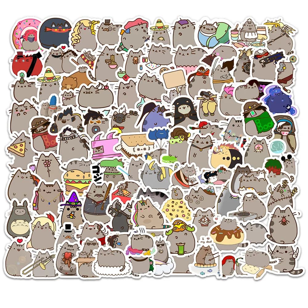 100 Adesivi Kawaii Pusheen, Nuovi Adesivi Anime Gatto per Cancelleria, Etichette per Valigie, Decorazioni per Tazze, Giocattoli Classici per Bambini, Regalo