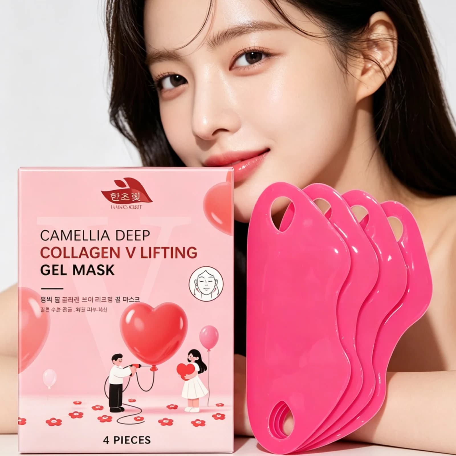 Maschera al Collagene Hanchobit Antirughe Levigante Profondamente Nutriente Rivitalizzante Rassodante Idratante Delicata Effetto Lifting V-Line