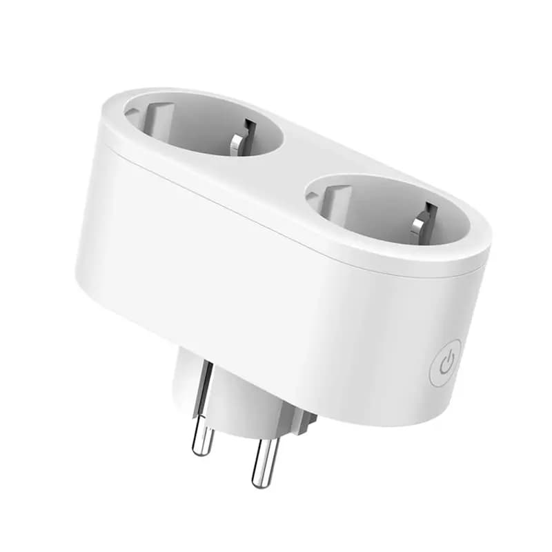 New Arrivals-Dual Outlet 16A Wifi Smart Socket EU 2-In-1 Timing Socket Tuya Smart Life Remote APP Voice Control EU Plug