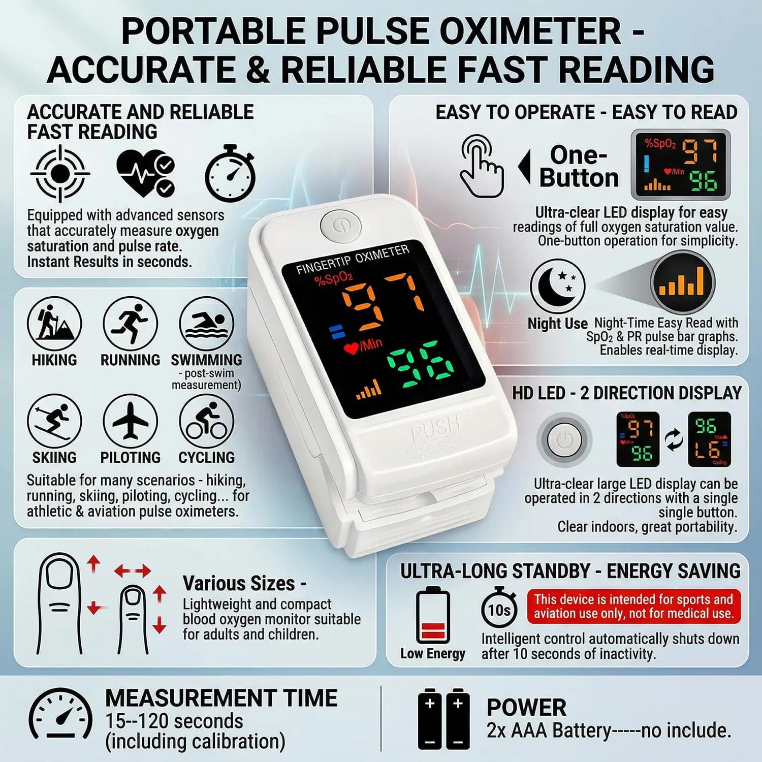 Finger Clip Oximeter Digital Home Use Led Oximeter Pulse Cximeter Health Diagnostic Portable Blood Oxygen Saturation Meter