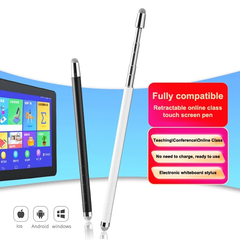 Y-1Pc Penna stilo universale con doppia punta in fibra a rete, penna touch screen con puntatore retrattile per tablet e telefono