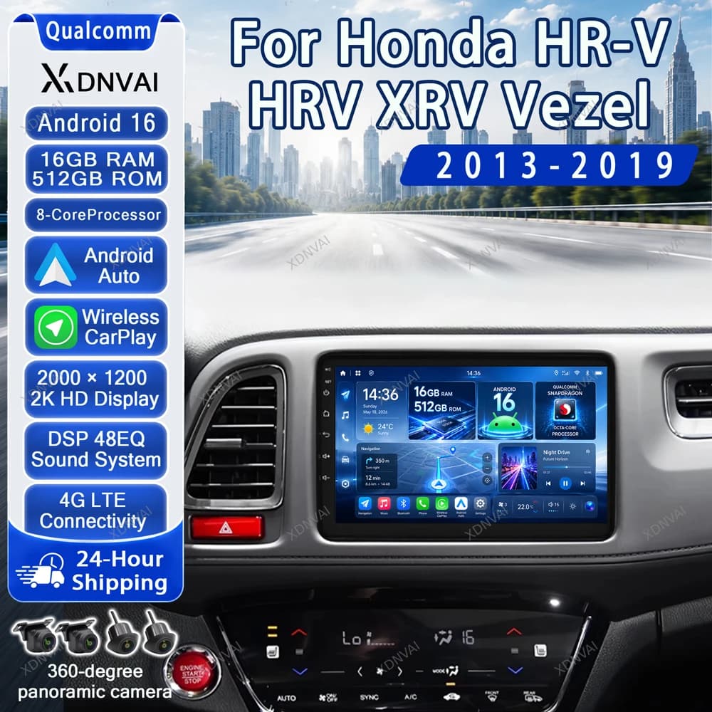 Android 16 Video Player For Honda Vezel HR V HRV XRV 2015 2016 2017 2018 2019 2020 Car Radio Multimedia Carplay Navigation BT