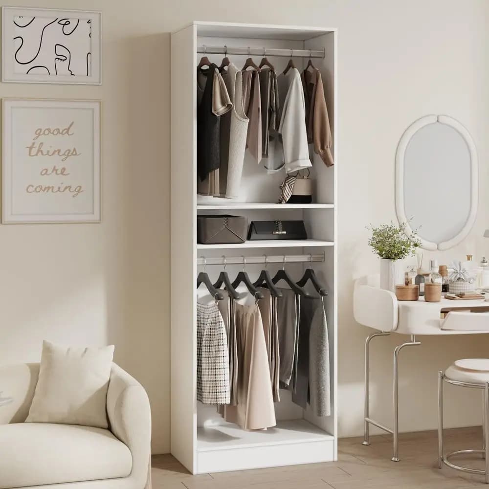 Independent Wardrobe System 25 Pieces with shelves, Wooden Cabinet Organizer with Clothes rack, Walk-in Armadio Tower, for Clothes and Clothing