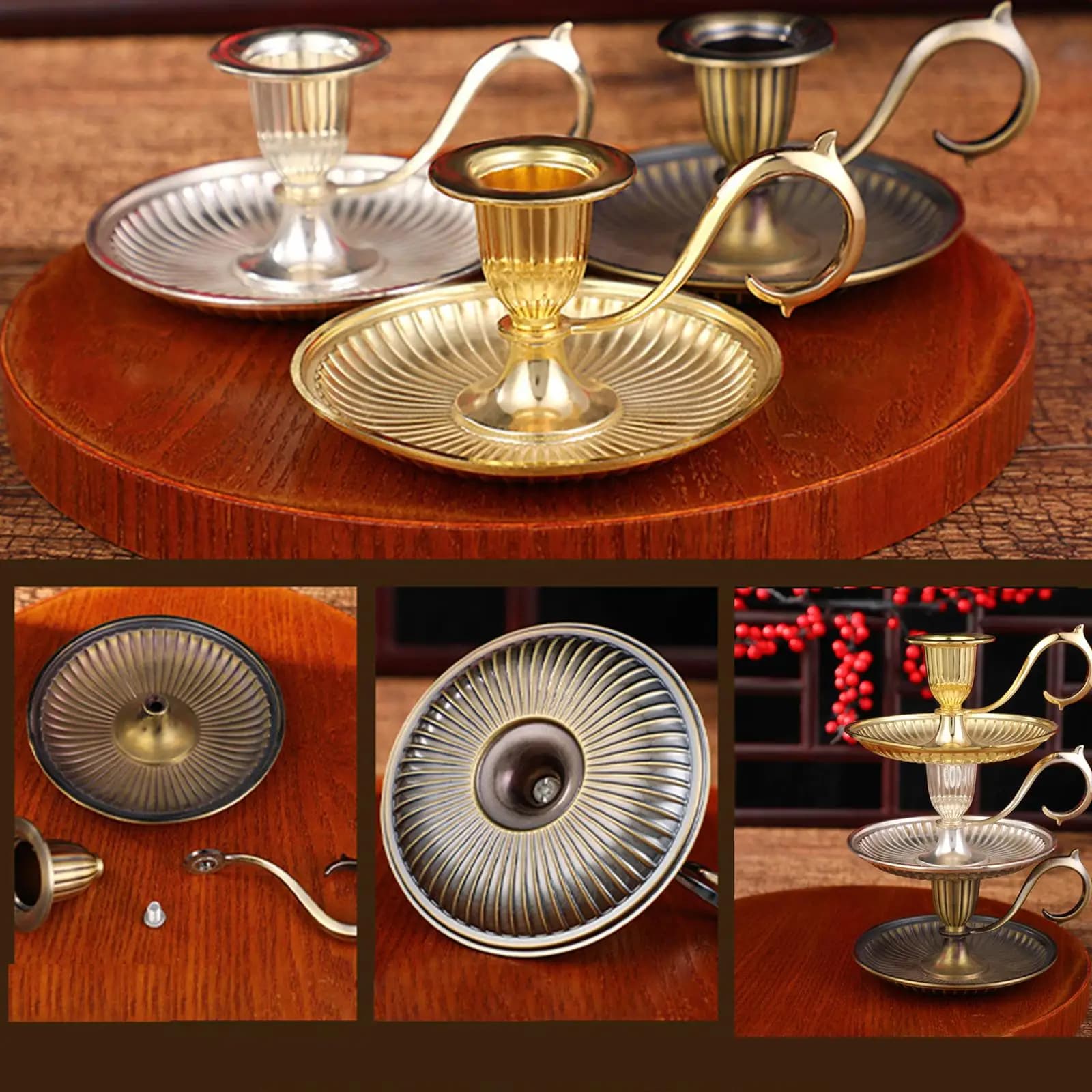Retro Candle Holder Metal Tealight with Base Candlestick Candle Stand for Living Room Table Centerpieces Holiday Decor