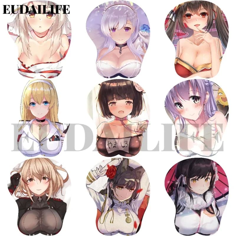 Azur Lane 3D Mousepad Atago Belfast Roon Ayanami Mano Poggiapolsi Mouse Pad Mousepad Silicone Oppai Morbido Mouse Zerbino Lavoro d'ufficio