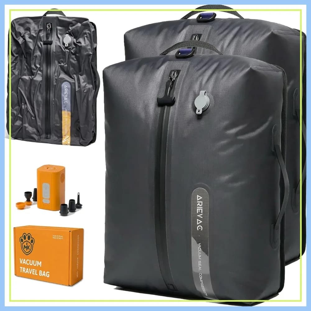 Sacchetti sottovuoto da 18 litri con pompa, cubi di compressione impermeabili riutilizzabili per viaggi, confezione da 2