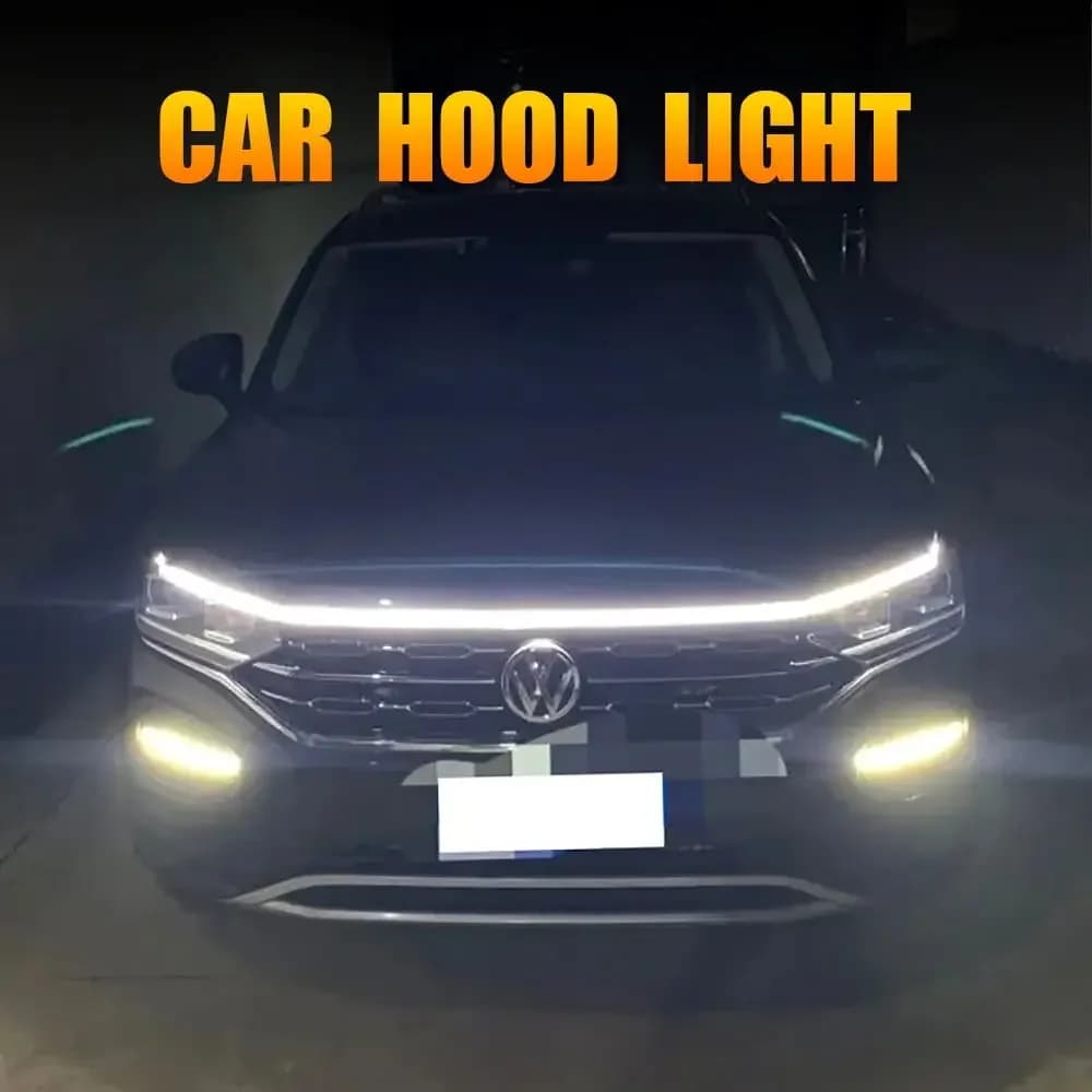 New Car Signal Lights Daytime Running Light Turn Signal LED Light Strip Car Hood Decorative Light Strip Indicator Light 12V