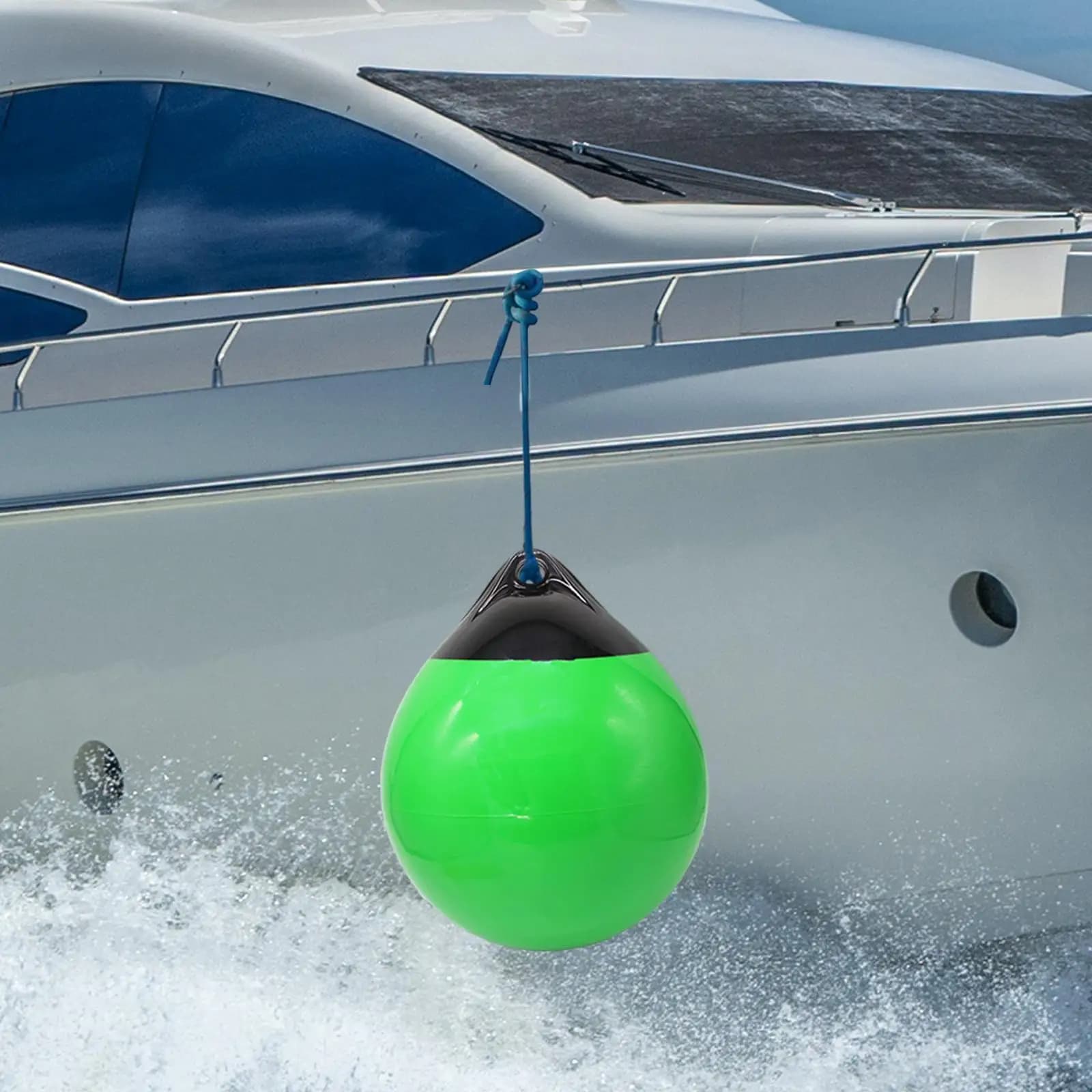Boa in PVC con sfera per parafango per barca per oceano, palla galleggiante in PVC, boa di ancoraggio rotonda con galleggianti marini
