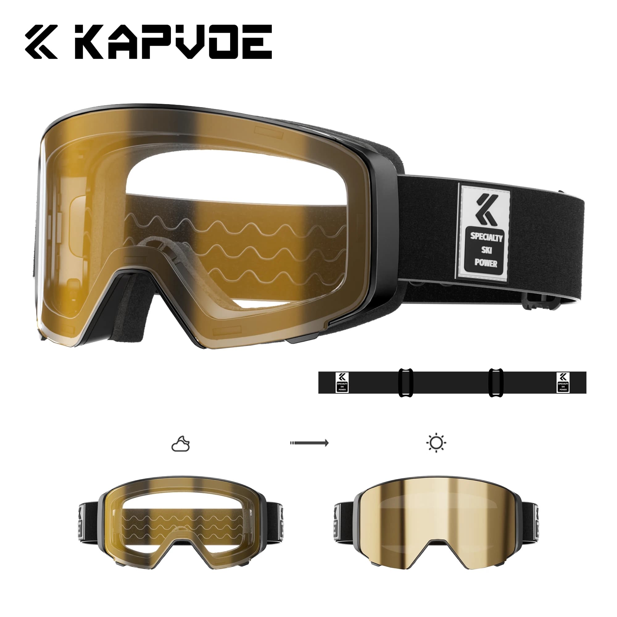 KAPVOE Occhiali da sci fotocromatici per esterni Traspiranti HD Sport invernali Occhiali da neve UV400 Occhiali da snowboard magnetici antiappannamento Nuovo