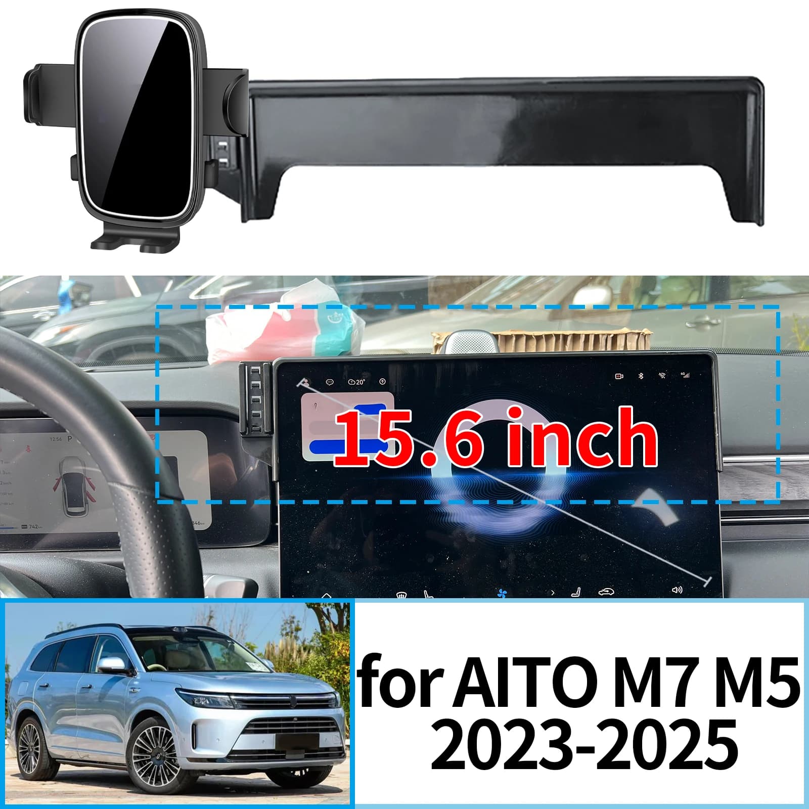 adatto per AITO M7 M5 2023 2024 2025 ​ ​ Supporto per telefono stabile con clip ​ ​ Montare la base dello schermo senza vibrazioni ​ Accessori per auto