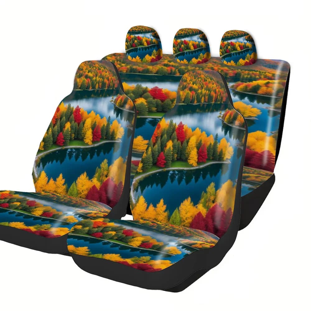 Suitable car covers: festive themes and all seasons (Halloween/Natale/Capodanno/Pasqua) with reflective autumn forest lake print