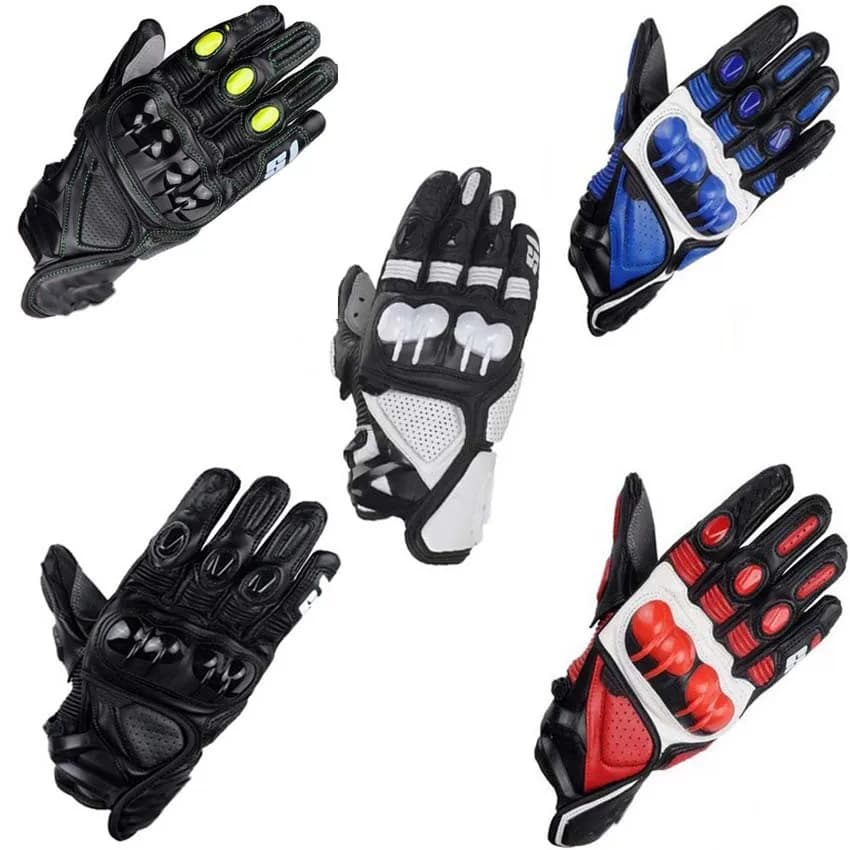 Cycling and Motocross Gloves, Black/Red Leather Short Gloves for Motorcycles and Bicycles