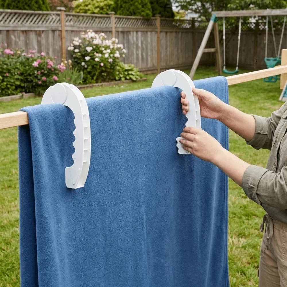 2 Pezzi Mollette in Plastica Antivento, Molto Elastiche, Extra Grandi, per Asciugare Coperte e Lenzuola, Robuste e Antiscivolo