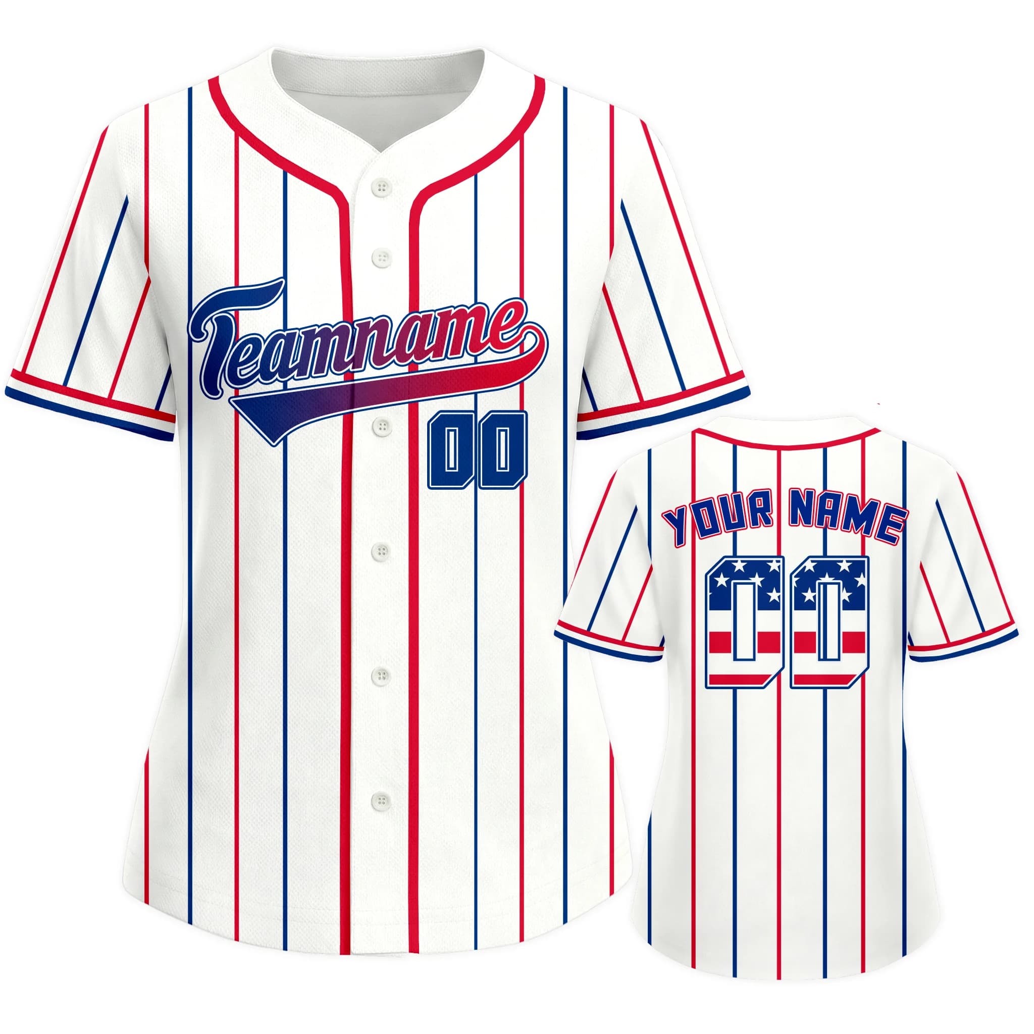 Custom USA Baseball Jersey for Women Personalized Name Number America Baseball Shirt Button Down Baseball Uniform