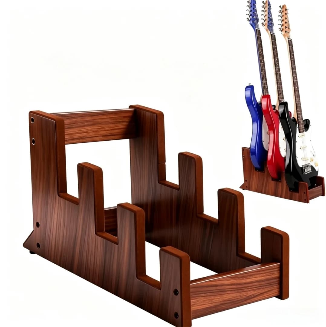 Multi-Compartment Storage Rack for Wooden Guitars, Floor-Standing Display Rack for Musical Instruments in Stores
