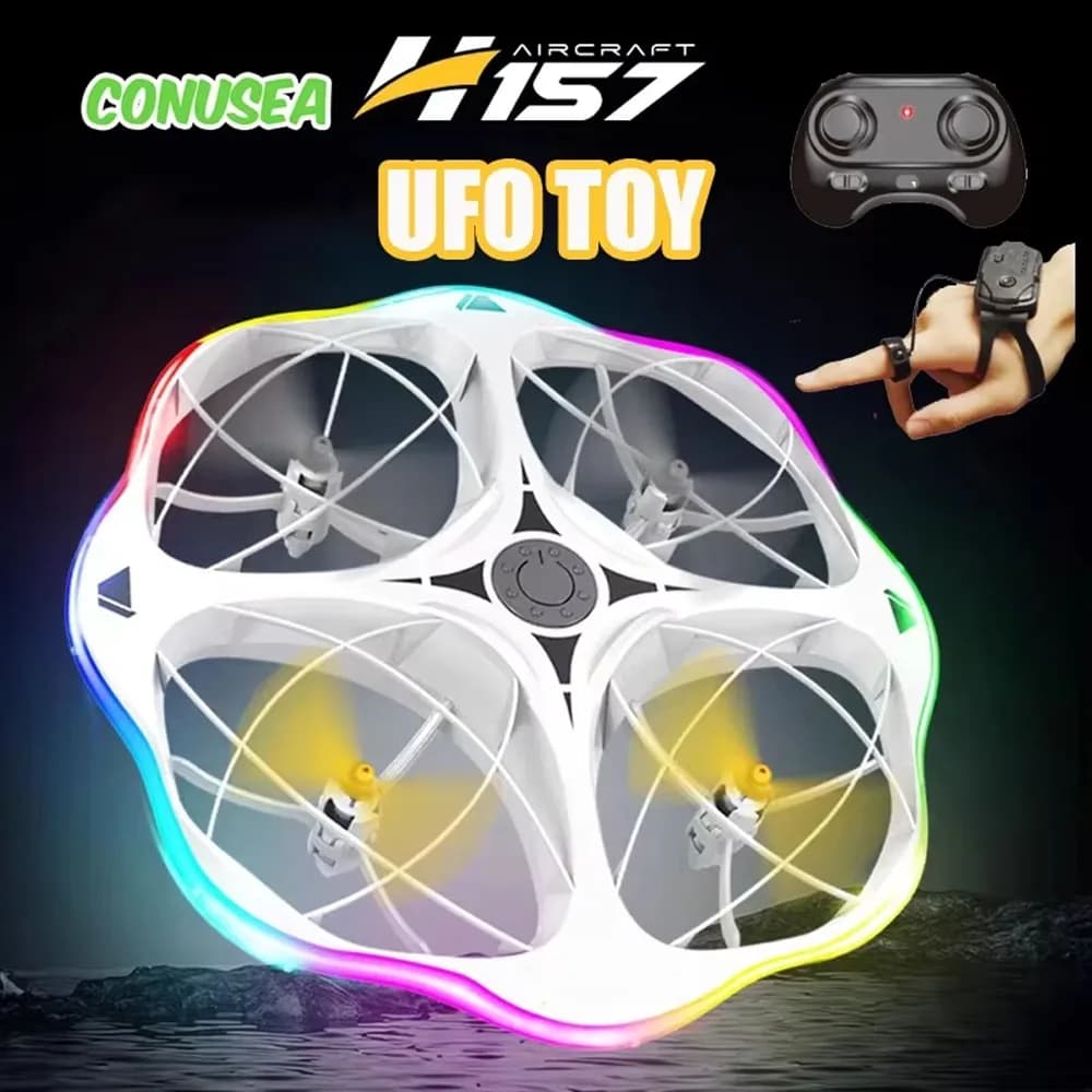 Mini Drone Rc UFO Toy with Led Light Handle Control 2.4G Airborne Radiocontrolled Helicopter Dual Mode Aircraft Toys for Boys