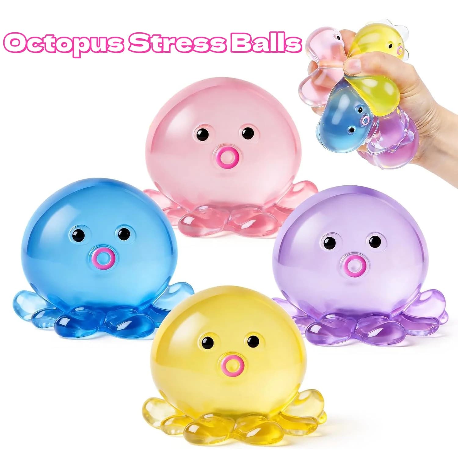 Palline Antistress a Forma di Polpo per Adulti e Bambini, Giocattoli Squishy Taba per Alleviare l'Ansia, Simpatiche Palline da Spremere per Premi in Classe e Compleanni