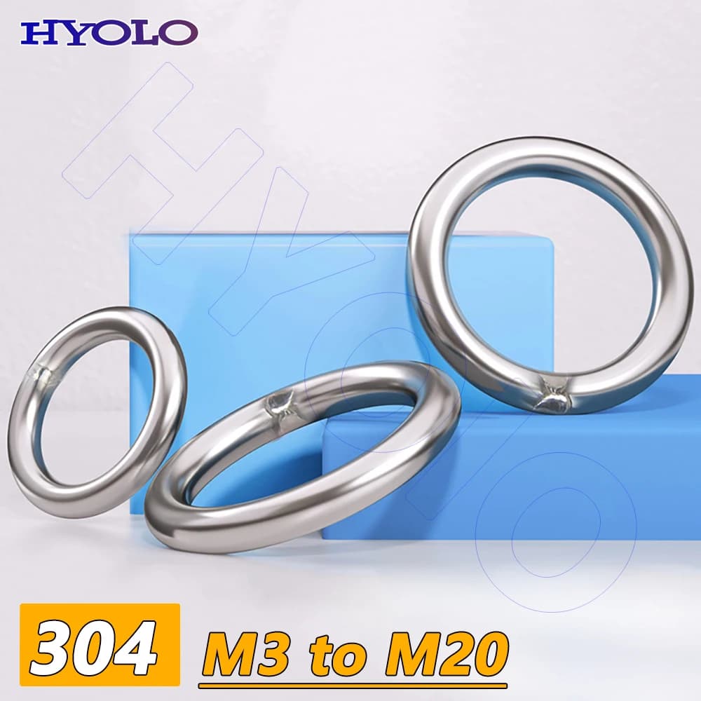 M3 to M20 304 Stainless Steel Rings Solid Metal O Ring Welding O-ring Rust-proof Circle Ring for Macrame Hammock Yoga Rings