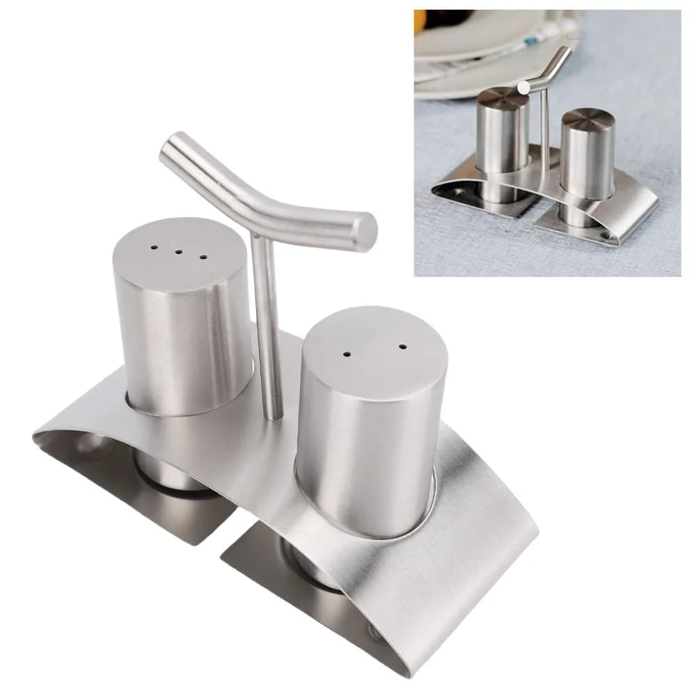 304 Stainless Steel Seasoning Jars Silver with Rack Spice Shaker Set Sturdy Construction Practical Seasoning Bottle Set