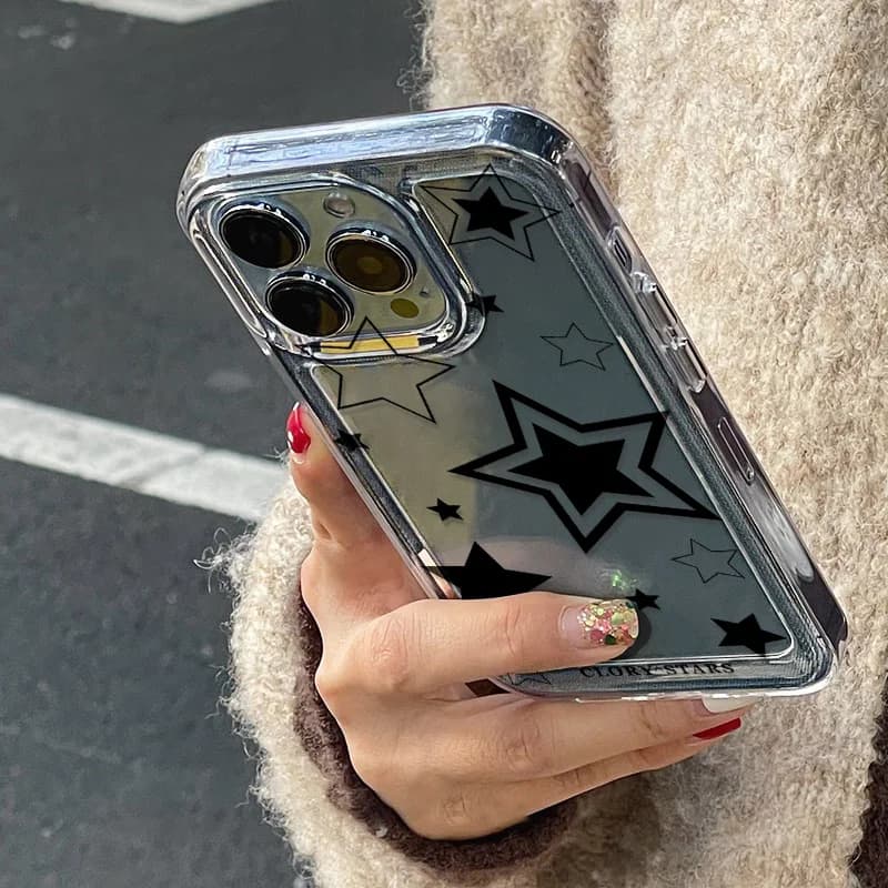 Transparent Star Phone Case For iPhone 13 Cases iPhone 11 15 16 Pro Max 14 12 X Xs 13pro 16promax 16pro 15promax Silicon Covers