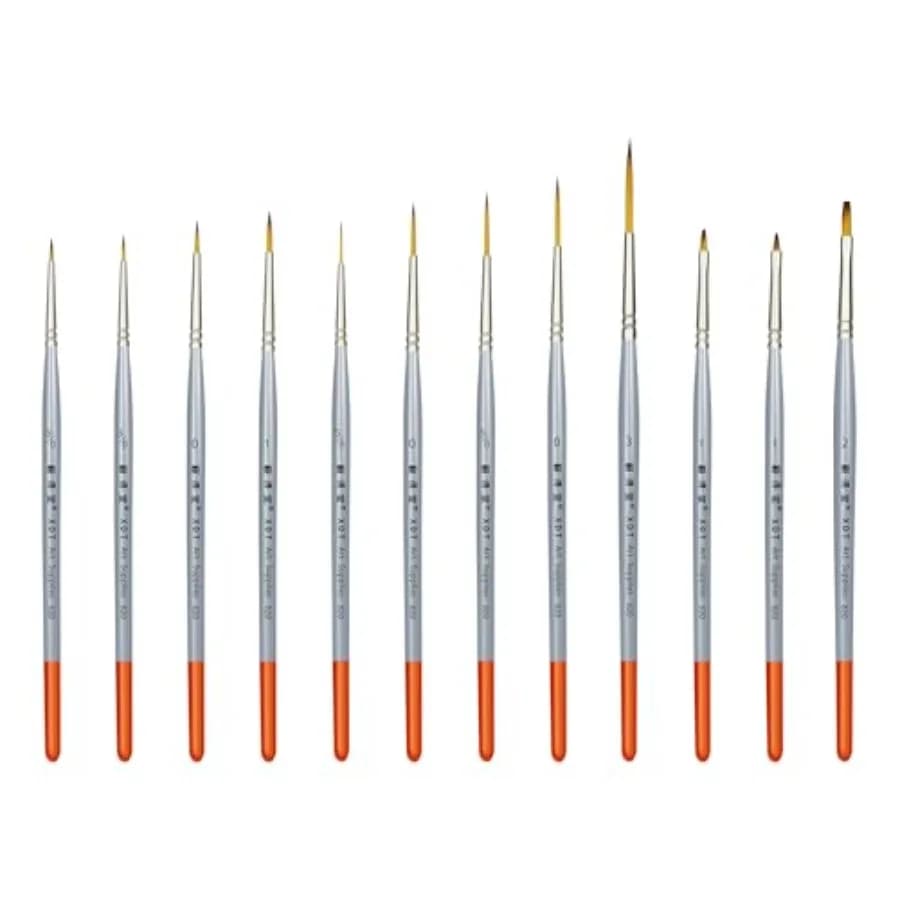 XDT#820 Detail Paint Brush 12 Pcs Set for Acrylic Painting, Miniature Paint Brushes for Model Craft and Body Painting, Acrylic