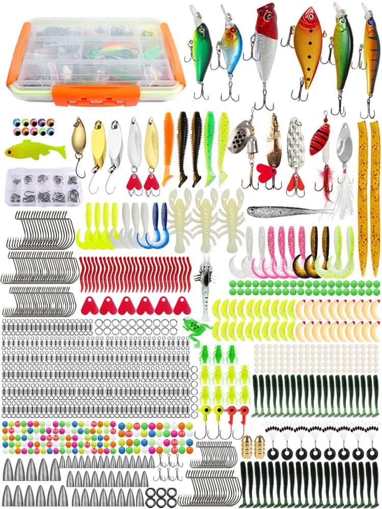 1000pcs Artificial Fishing Lure Set: Mixed Minnow, Pencil & Soft Plastic Baits With Tackle Box For Bass Freshwater Angling Kit