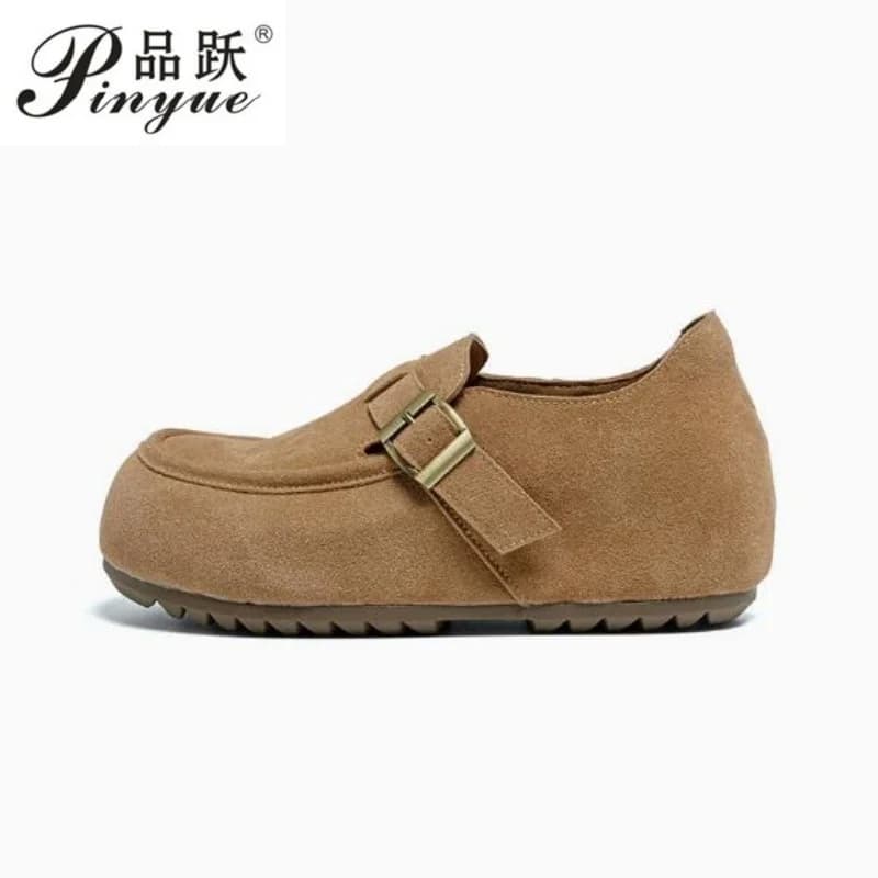 Mocassini da donna da 6 cm, scarpe primaverili in vera pelle con fibbia, platform con rialzo, sneakers casual alla moda, taglie 33-40