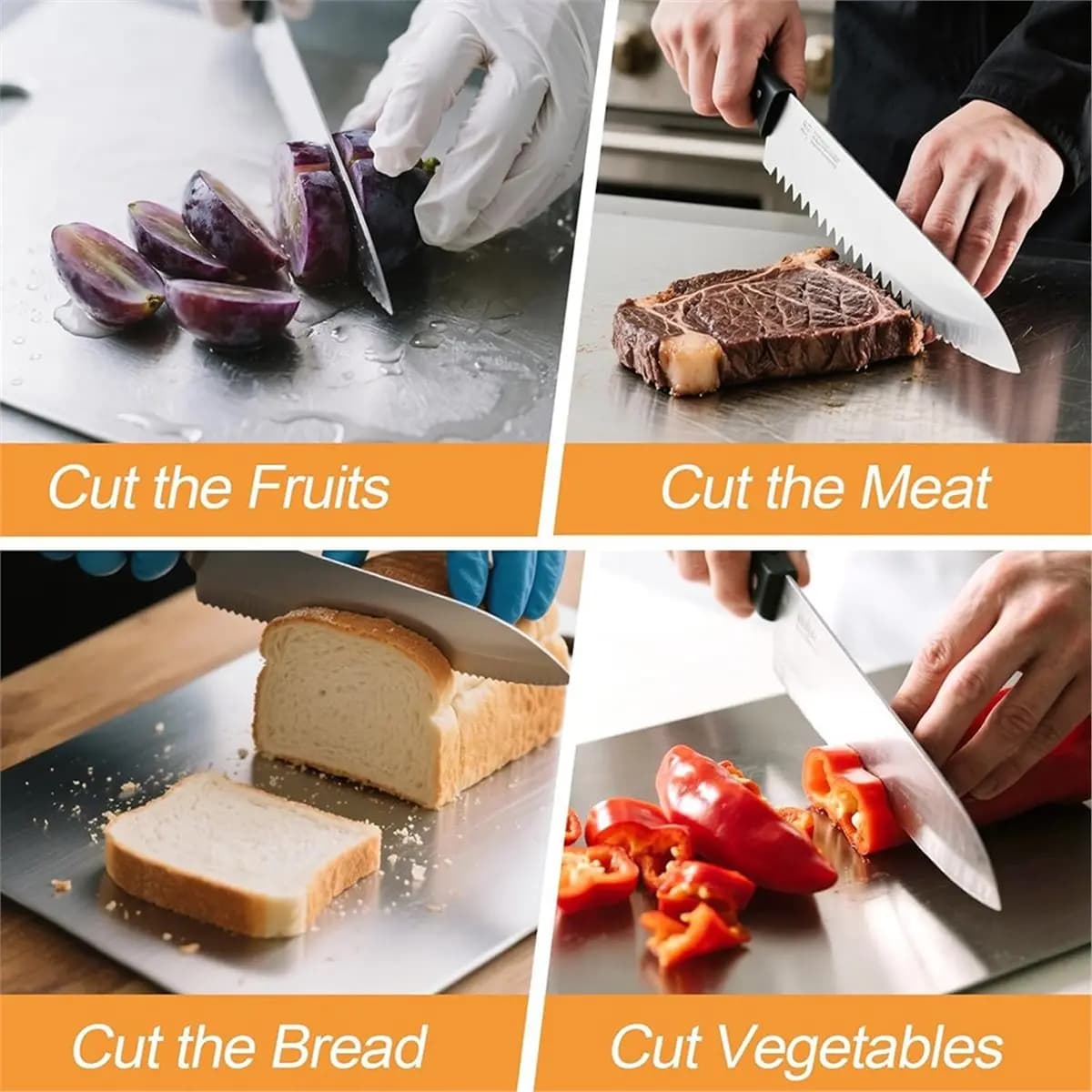 100% Pure Titanium Cutting Boards for Kitchen 3PCS Food-Grade Chopping Board for Easy to Clean and 'T Absorb Odors