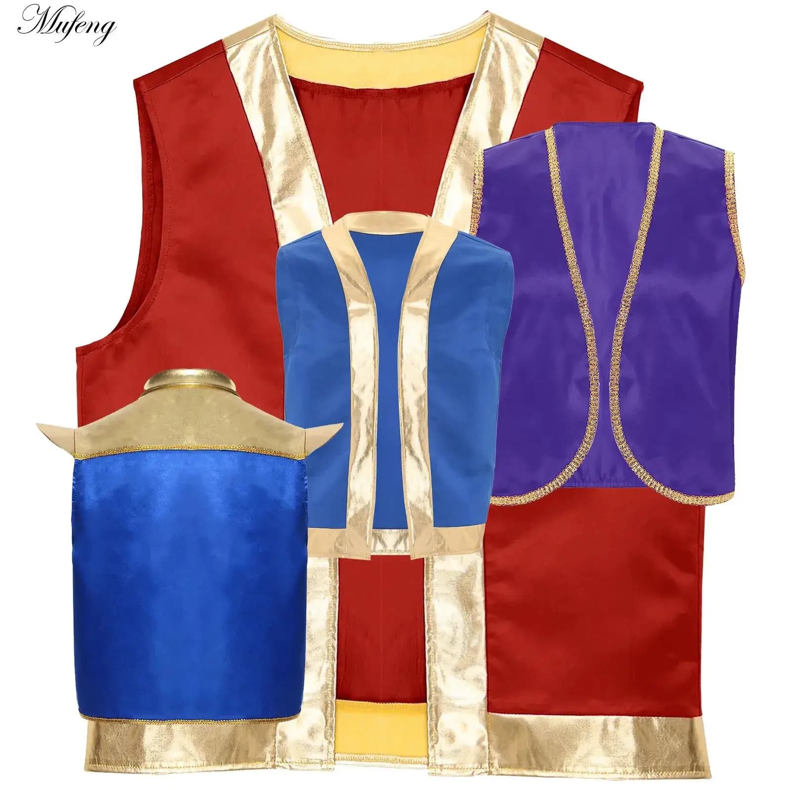 Gilet da uomo con rospo di Halloween, capitano del fumetto, cosplay, costume da addio al celibato, gilet a contrasto con maniche a mantella metallizzate lucide sul davanti aperto
