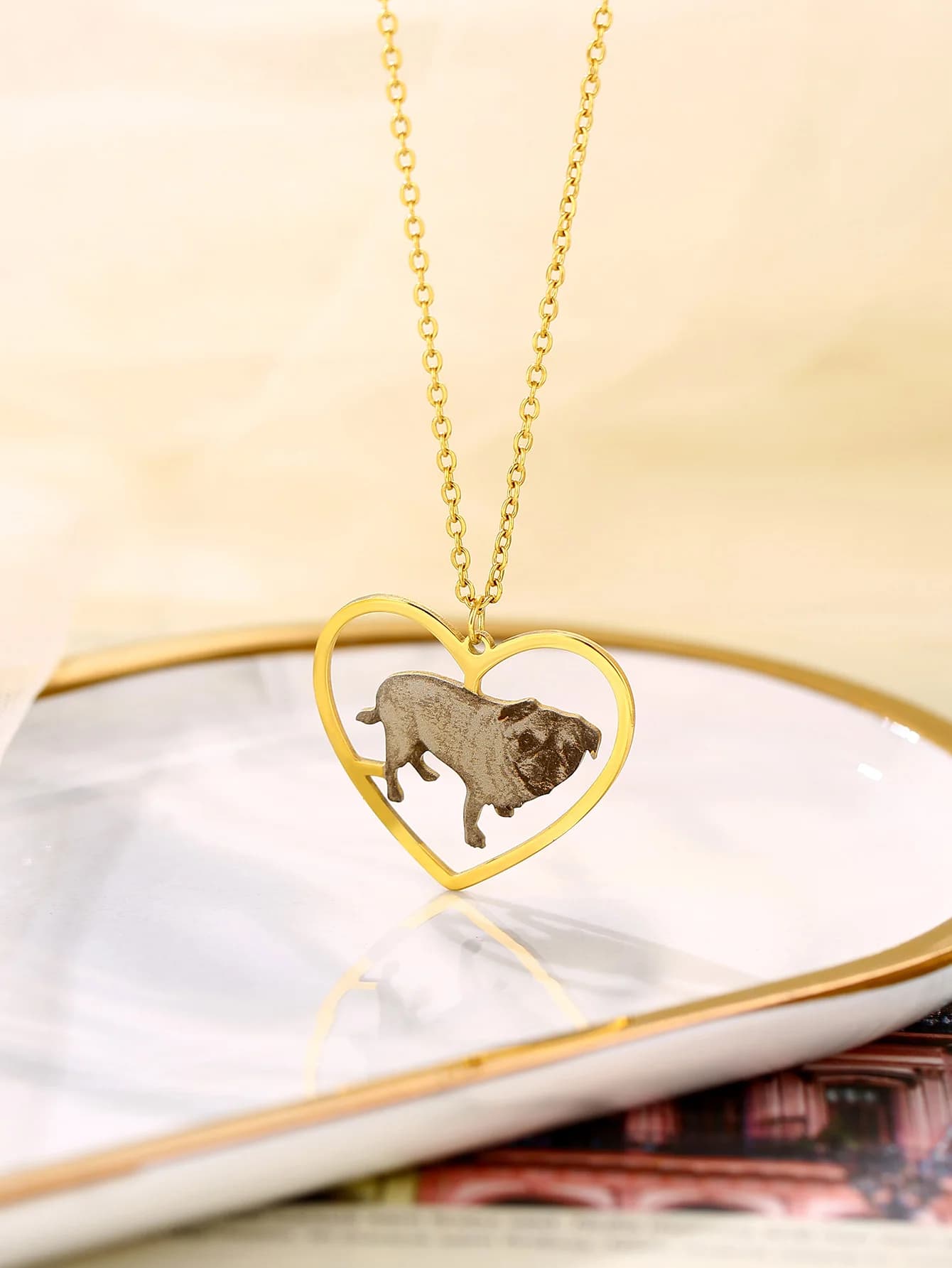 Collana con Ciondolo a Cuore in Acciaio Inossidabile Personalizzata per Amanti degli Animali, Gioielli Personalizzati per Animali Domestici